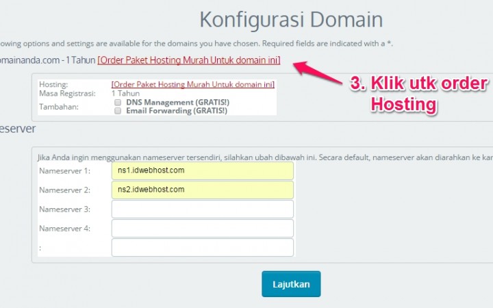 Order Domain & Hosting di IDwebhost