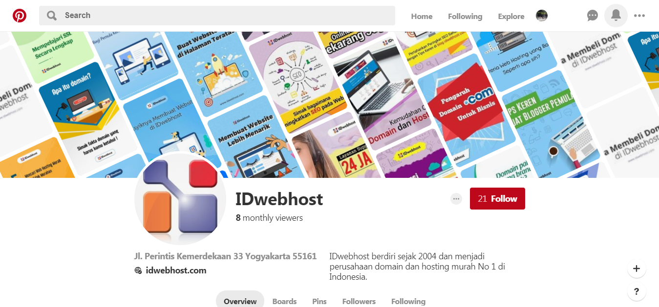 Pinterest IDwebhost, Akun Sosial Media Kami Yang Terbaik