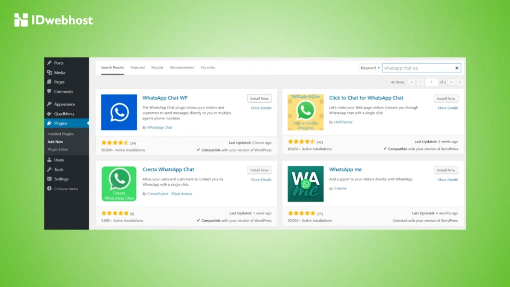 Berbagai Macam Plugin Whatsapp di WordPress