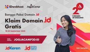 2 Decades of Excellence JogjaCamp, Klaim Domain .ID Gratis