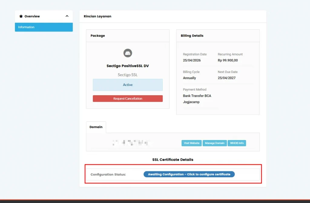 cara install SSL di cPanel