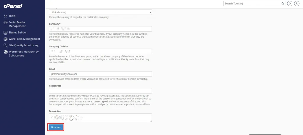 cara install SSL di cPanel