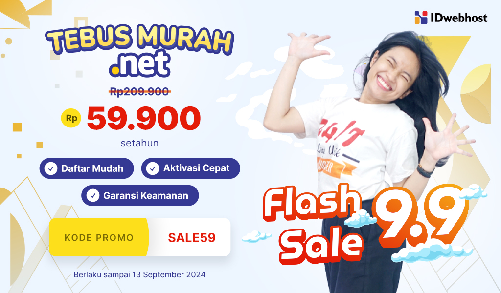 Tebus Domain Murah .NET hanya Rp59.900,- di Flash Sale 9.9