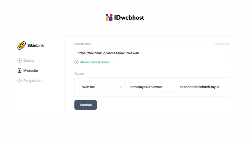 Bikinlink.id adalah alat membuat microsite gratis