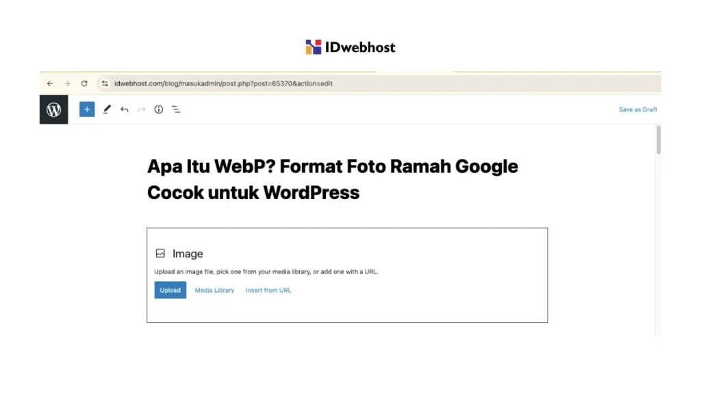 Menambahkan gambar WebP di WordPress