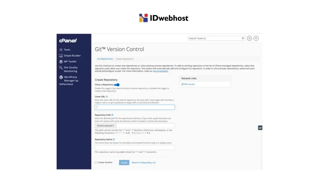 Fitur Git Version Control di cPanel IDwebhost