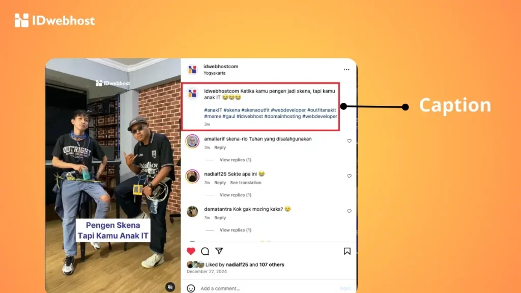Caption adalah
