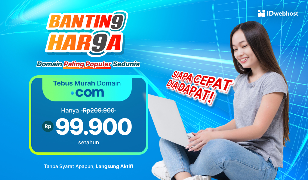 Banting Harga Domain .COM: Hanya Rp99.900, Langsung Aktif!