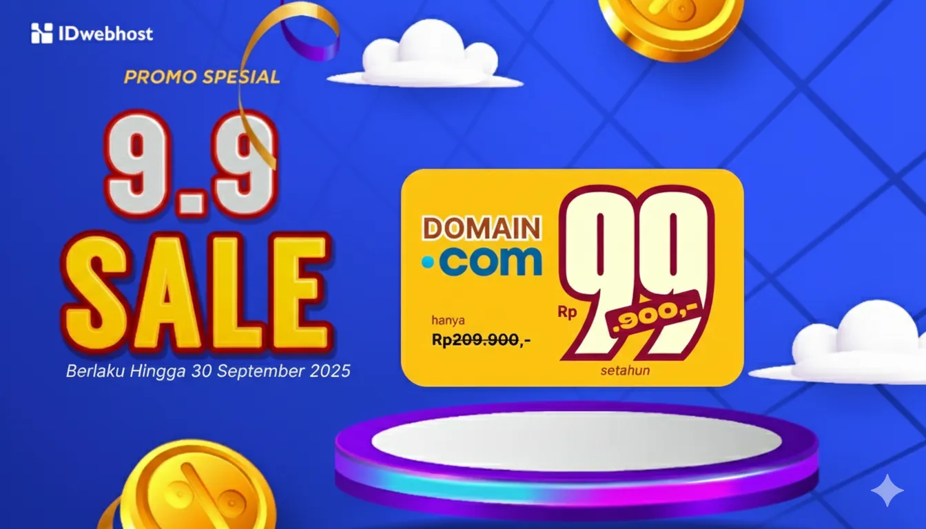 9.9 Sale Domain .COM: Hanya Rp99.900, Langsung Aktif!