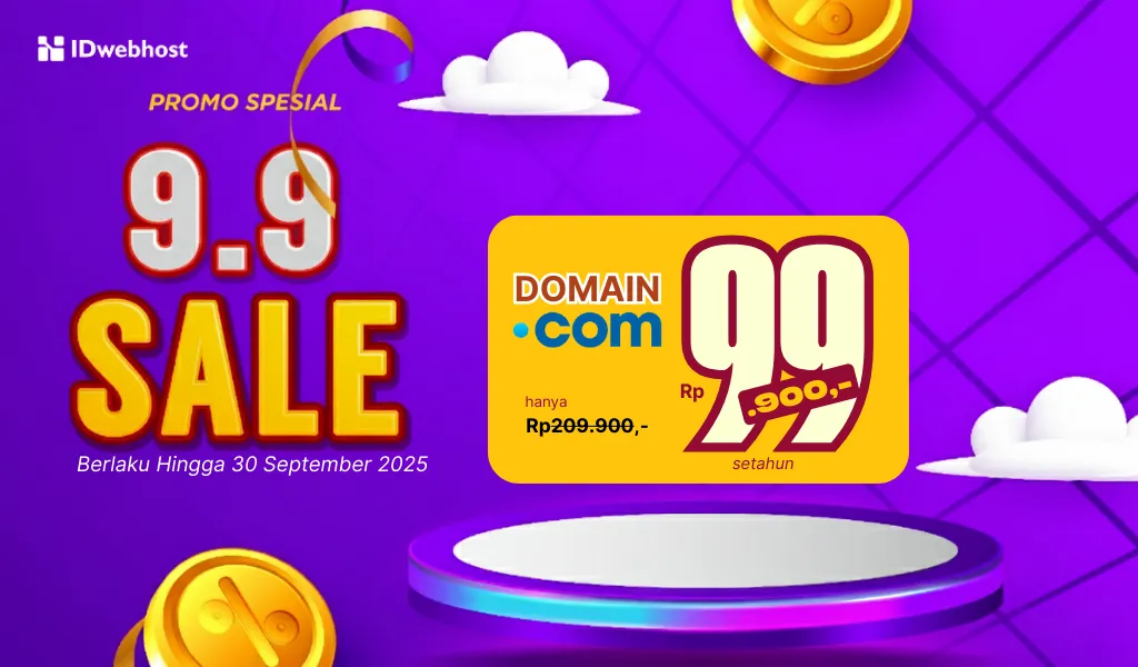 9.9 Sale Domain .COM: Hanya Rp99.900, Langsung Aktif!