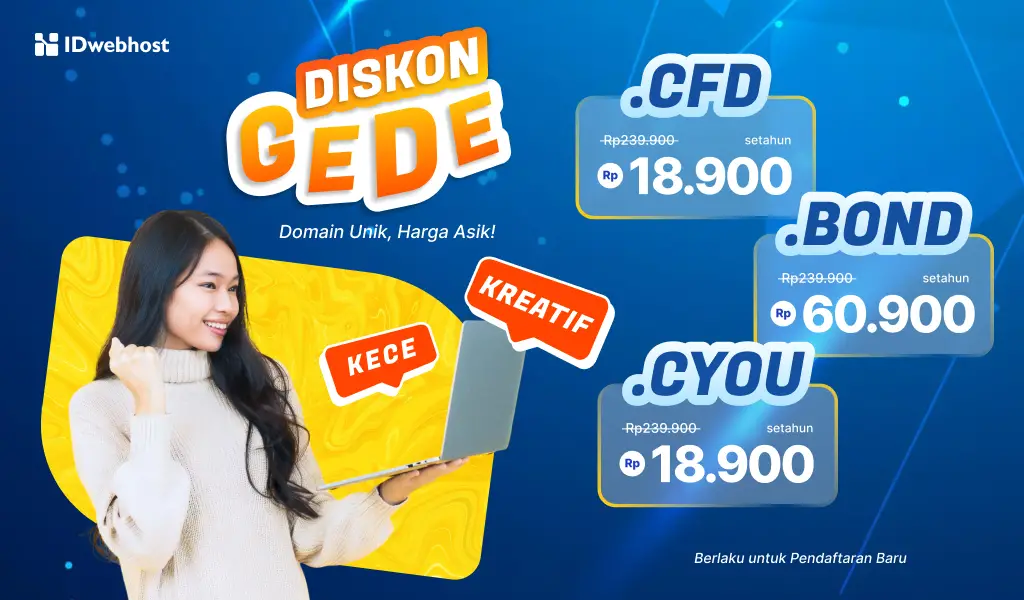 Bangun Identitas Online Kreatif, Diskon Gede Domain Keren