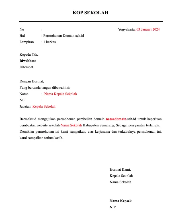 surat keterangan kepala sekolah untuk syarat daftar sch.id