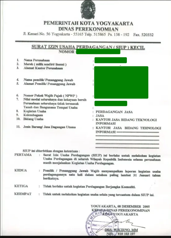 contoh SIUP untuk daftar co.id
