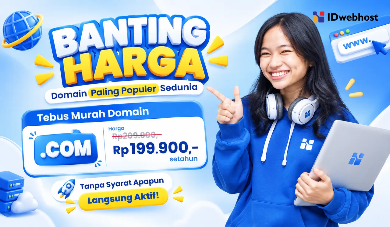 Banting Harga Domain .COM: Hanya Rp199.900, Langsung Aktif!