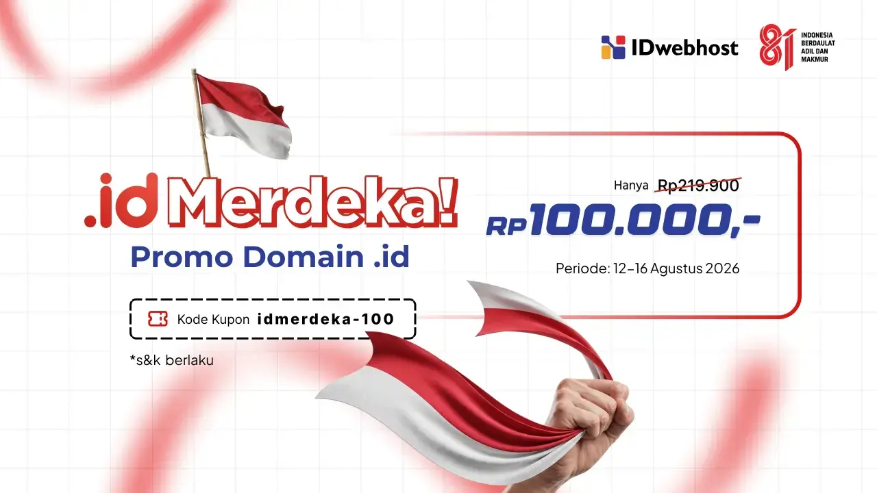 Spesial Promo Domain .ID Merdeka, Hanya Rp100.000,- 1 tahun