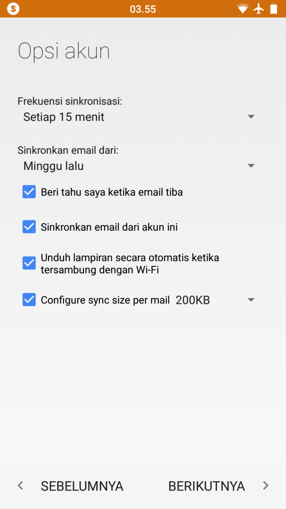 Setting Email Android 7
