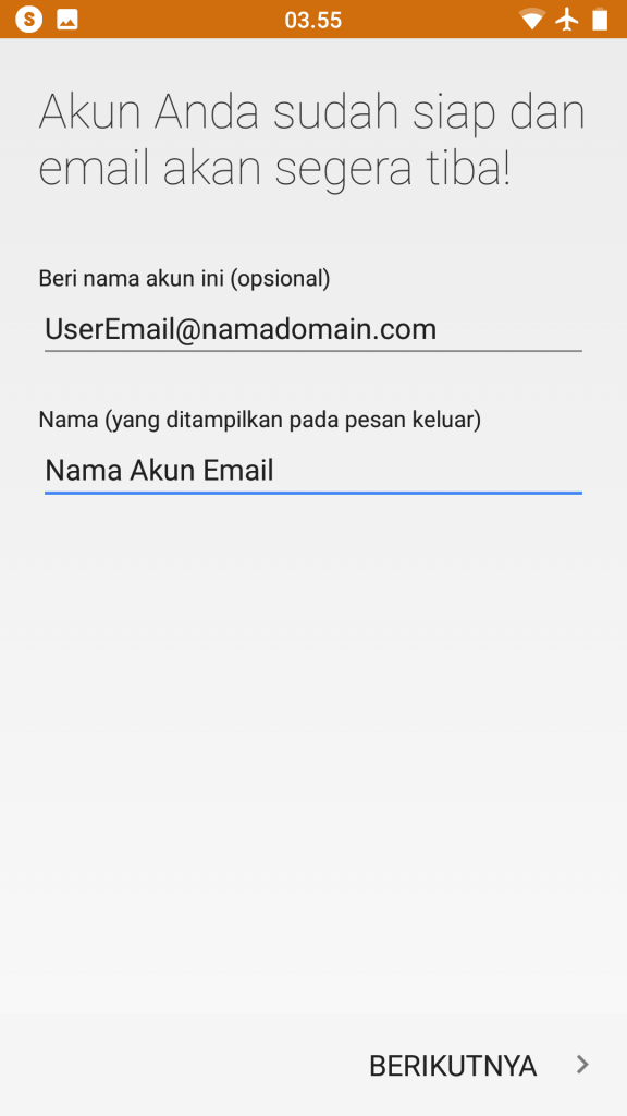 Setting Email Android 8