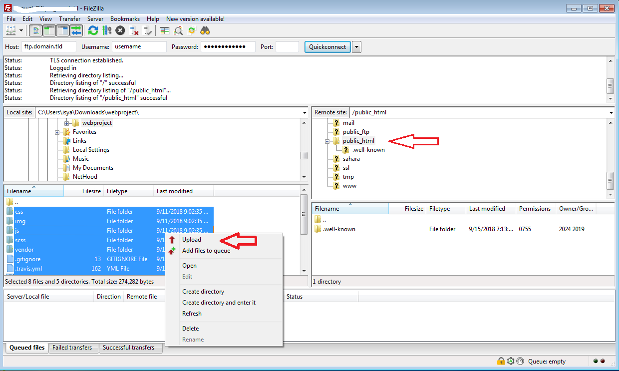 how to use filezilla to upload website
