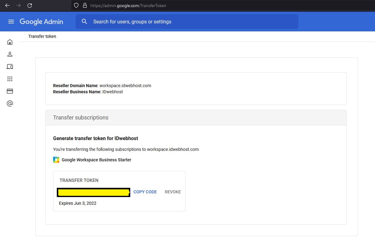 Cara Generate Transfer Token di Google Workspace - Tutorial IDwebhost